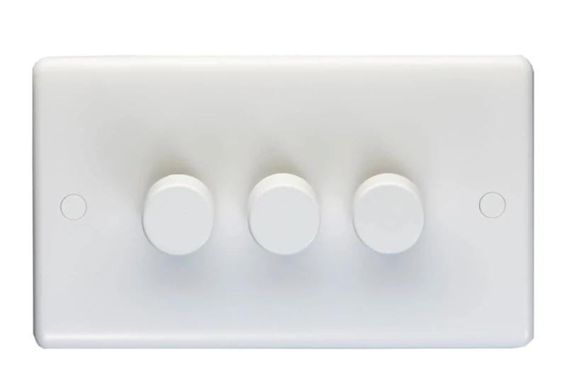 Eurolite White Plastic 3 Gang 2 Way 400W/LED Dimmer Switch