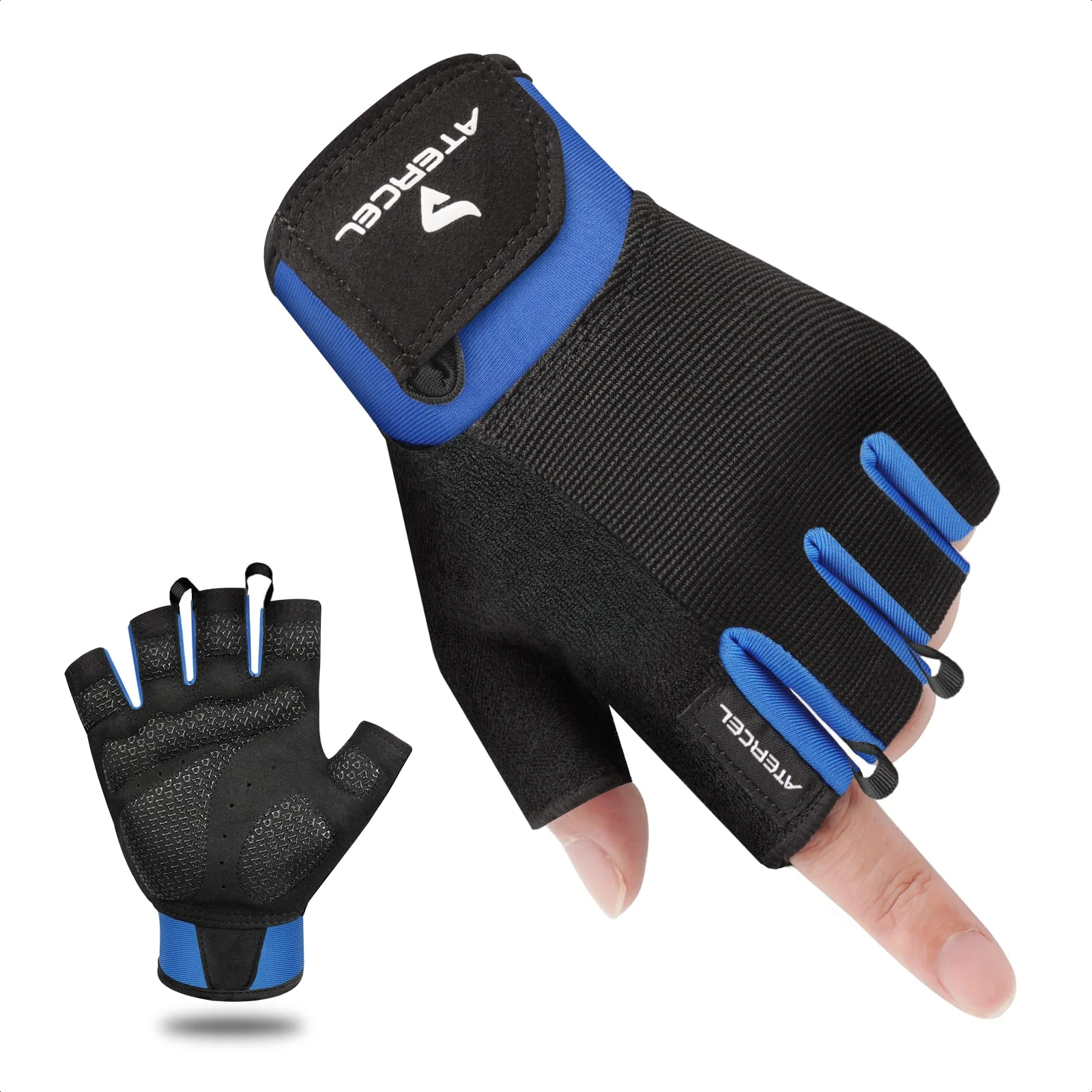 ATERCEL Fitness Gloves for Crossfit, Bodybuilding, Cycling, Gym, Bodybuilding, Strength Training, Sports Gloves for Men and Women (Blue, XL)
