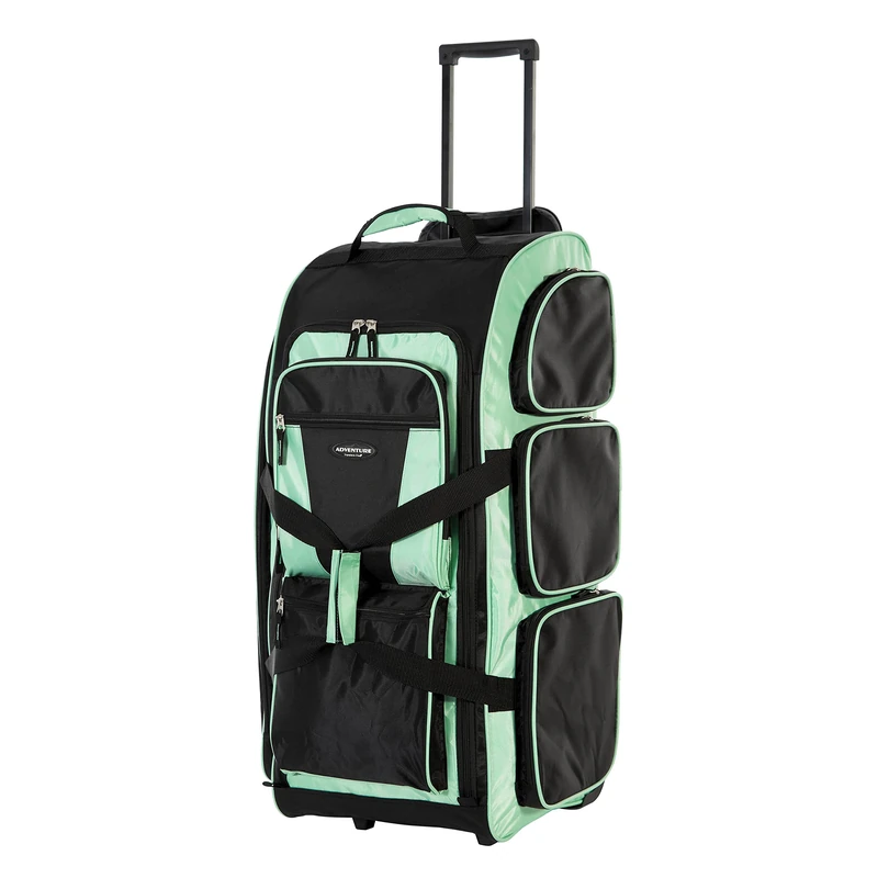 Travelers Club Xpedition 30 Inch Multi-Pocket Upright Rolling Duffel Bag, Seafoam, 30" Suitcase, Xpedition 30 Inch Multi-Pocket Upright Rolling Duffel Bag