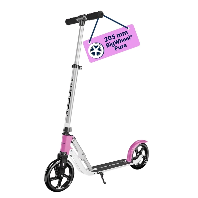 HUDORA BigWheel 205 Pure Scooter - For Children and Adults From 6 Years - City Scooter Up To 100 kg - Foldable and Height Adjustable, purple