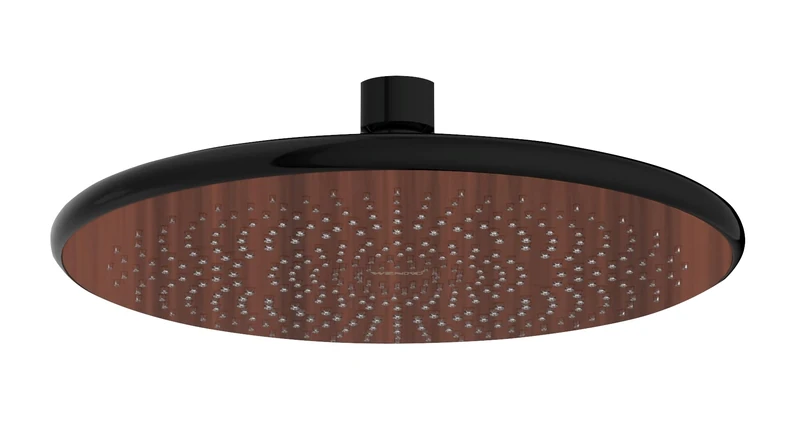 WENKO Watersaving Wood rain shower head, water-saving shower head, saves water with full comfort, ½" universal connection and suitable for instantaneous water heaters, Ø 22.5 cm, brown/black