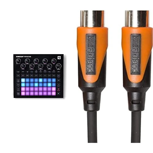 Novation Circuit Tracks: Groovebox Sequencer with Synth, MIDI, and Drum Tracks for Electronic Music Making & Roland RMidi-B3 Black Series Midi Cable