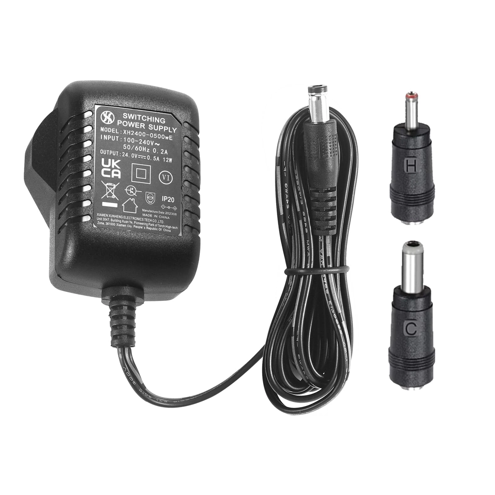 Security-01 AC to DC 24V 0.5A Power Supply Adapter, Plug 5.5mm x 2.1mm with selectable 5.5mm x 2.5mm, 3.5mm x 1.35mm Connector Tips
