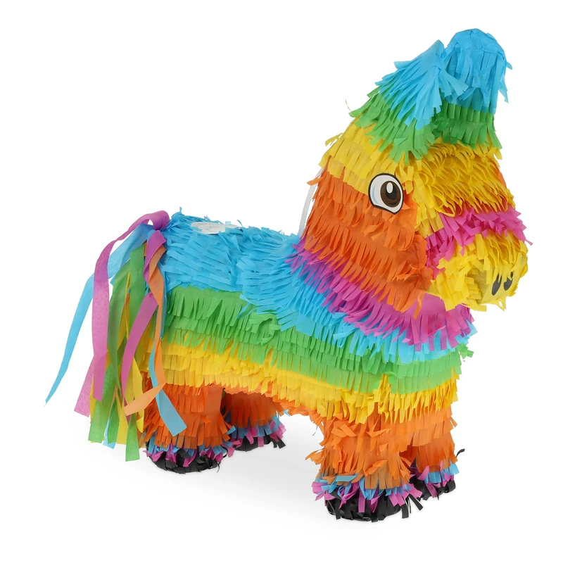 Relaxdays Rainbow Donkey Pinata - Colorful Party Decoration