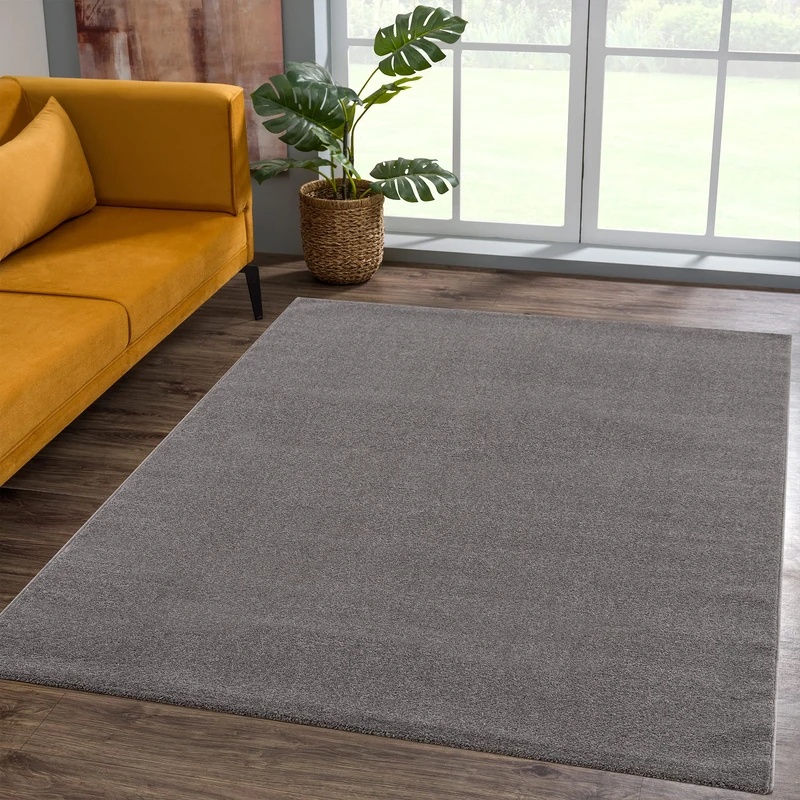 SANAT Short Pile Living Room Rug - Plain Modern Rugs for Bedroom, Study, Office, Hallway, Children's Room and Kitchen - Grey, 120 x 170 cm - Image 1