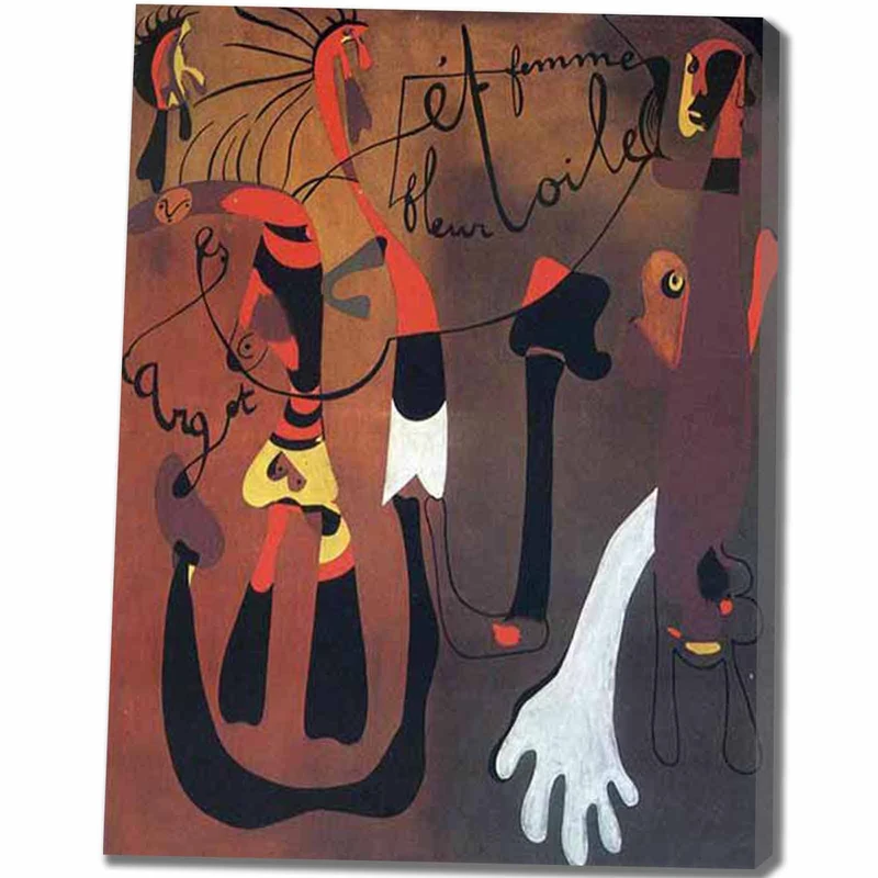 Joan MiroSnail Woman Canvas Wall Art for Office Bedroom Bathroom Decorations Framed Canvas Prints Artwor Picture Kitchen Home Decoration(35x45cm_14x17in,Framed)