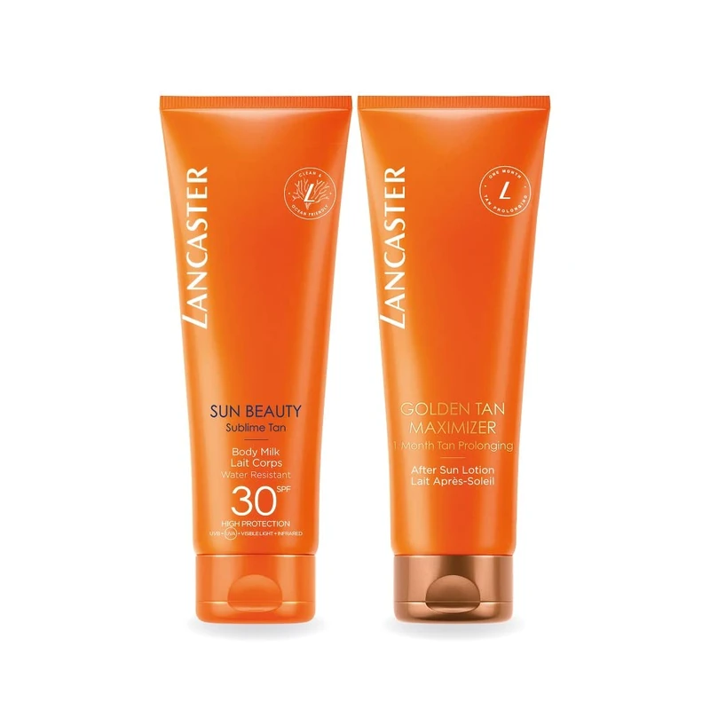 Lancaster Protect & Tan Jumbo Set | Sun Beauty Body Milk SPF30 250ml + Golden Tan Maximiser After Sun 250ml