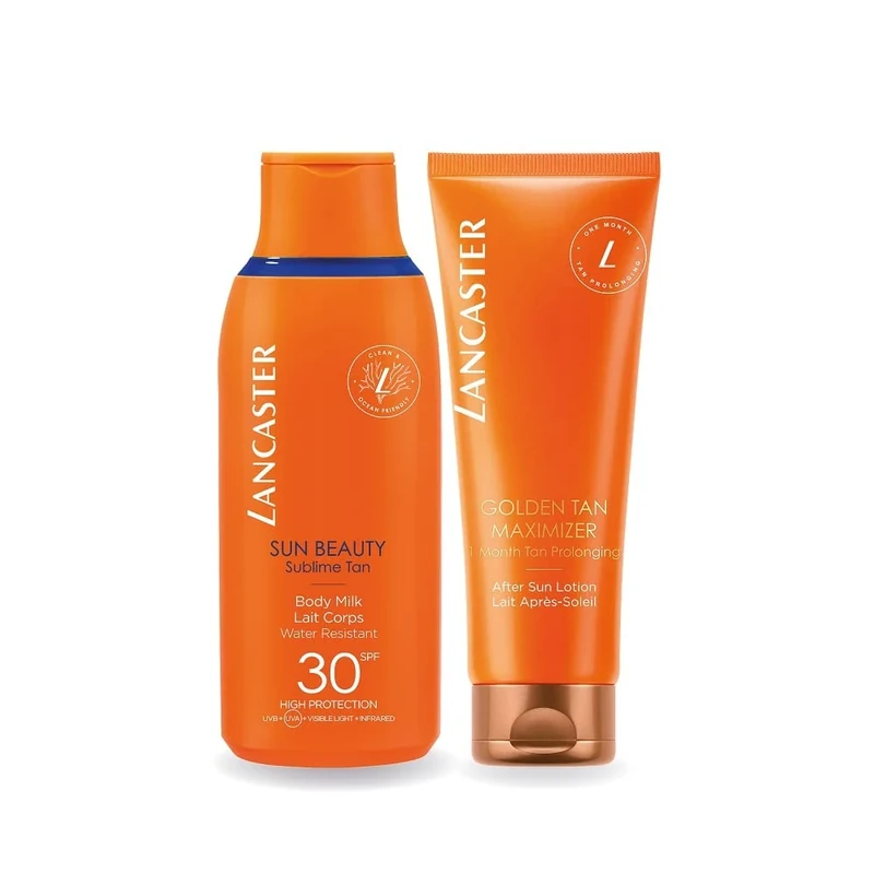 Lancaster Protect & Tan Summer Icons | Sun Beauty Body Milk SPF30 175ml + Golden Tan Maximiser After Sun 125ml