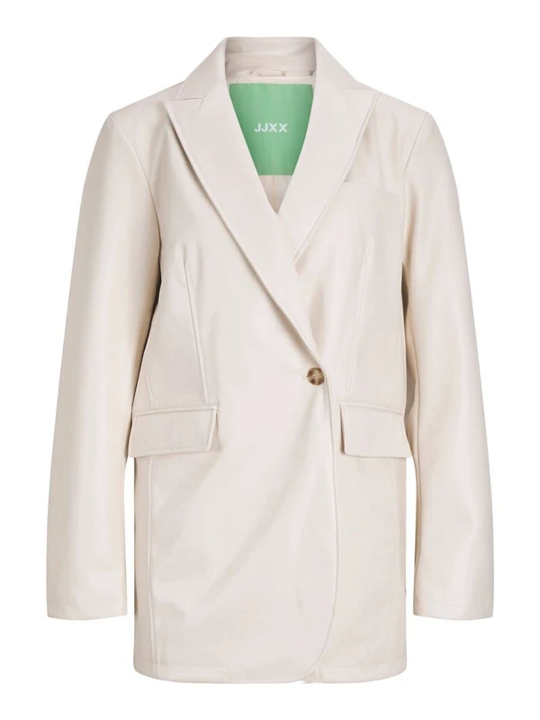 JJXX Women's Jxmary Faux Leather Blazer, Seedpearl., 12