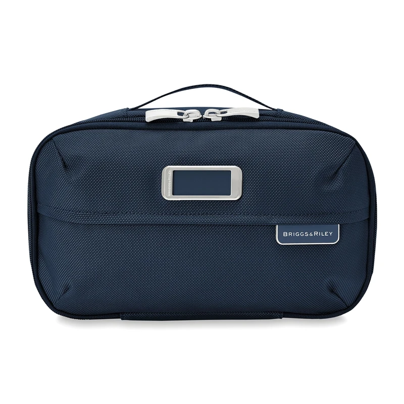 Briggs & Riley Wash Bag - Travel Bags for Women & Men, Organiser for Travel, Dopp Kit for Bathroom Accessories, Makeup, & Skincare, Navy, Expandable Essentials Toiletry Kit, Expandable