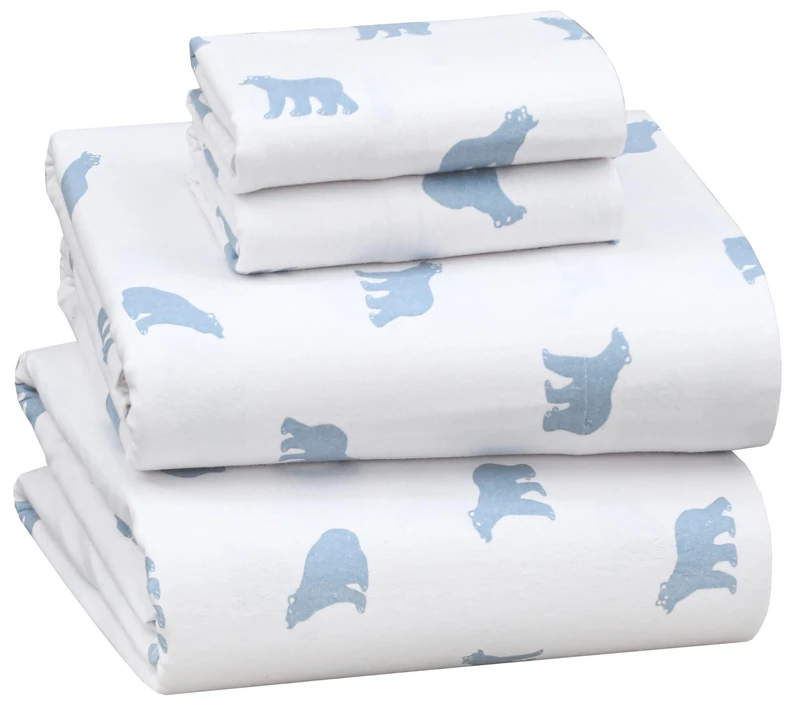 RUVANTI Flannel Sheets Queen Size - 100% Cotton Double Brushed Bed Sheets, Deep Pockets 16 Inches Queen Sheet Set, All Seasons Breathable & Extra Soft - Warm & Cozy, 4 Piece, Happy Cubs