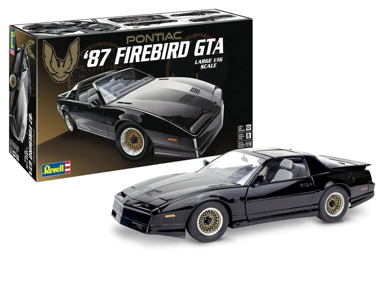 Revell Model Kit 1987 Firebird GTA I Scale 1:16 I Detailed Car Model I with 5.7 Litre V8 Engine, Moving Parts and Decals, White/Opulent Garden