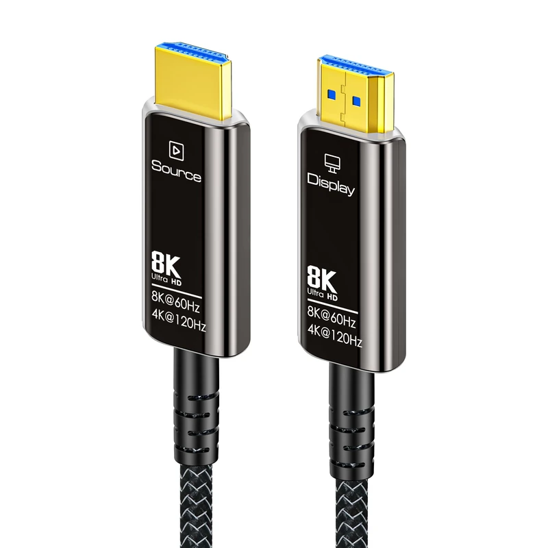 DGHUMEN 8K Fiber Optic HDMI Cable with Hard Wear Braided Nylon, Active HDMI 2.1 Cable, 48Gpbs 8K@60Hz 4K@120Hz, Support Dynamic HDR, eARC, Compatible with RTX3090, PS5, Xbox，UHD TV (50ft/15m)