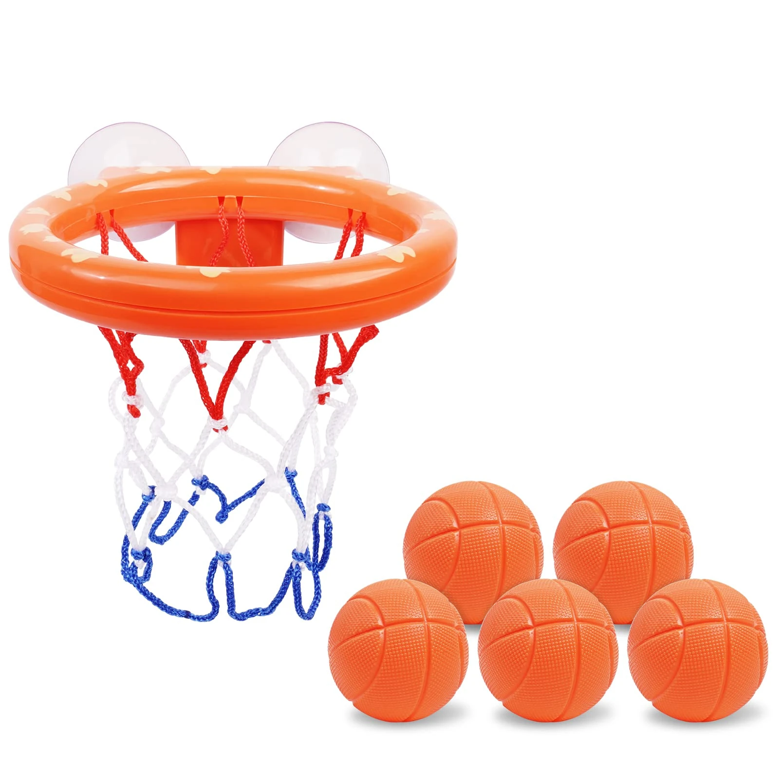 Vicloon Baby Bath Toys, Bath Basketball Hoop for Baby, Bath Toys Fun Basketball Hoop & Balls Set 5 Balls Included, Bathes Toy Bathtub Basketballs Hoop with Strong Suction Cup, Fun Toddler Bathes Toy