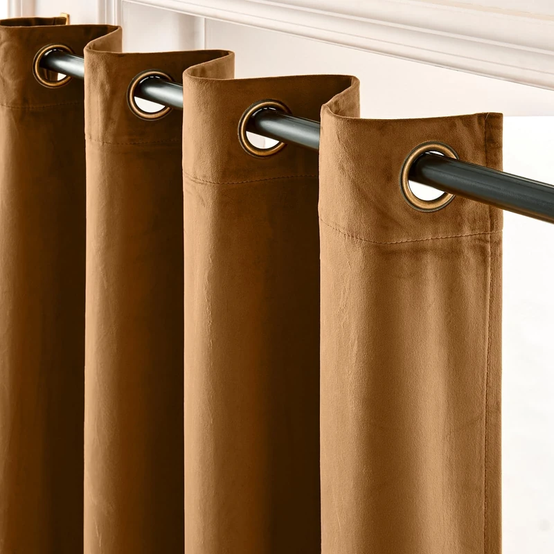 Lazzzy Blackout Velvet Curtains - Gold Thermal Insulated Drapes, 96 inch Long, Darkening Window Treatments for Bedroom & Living Room - Set of 2 Panels