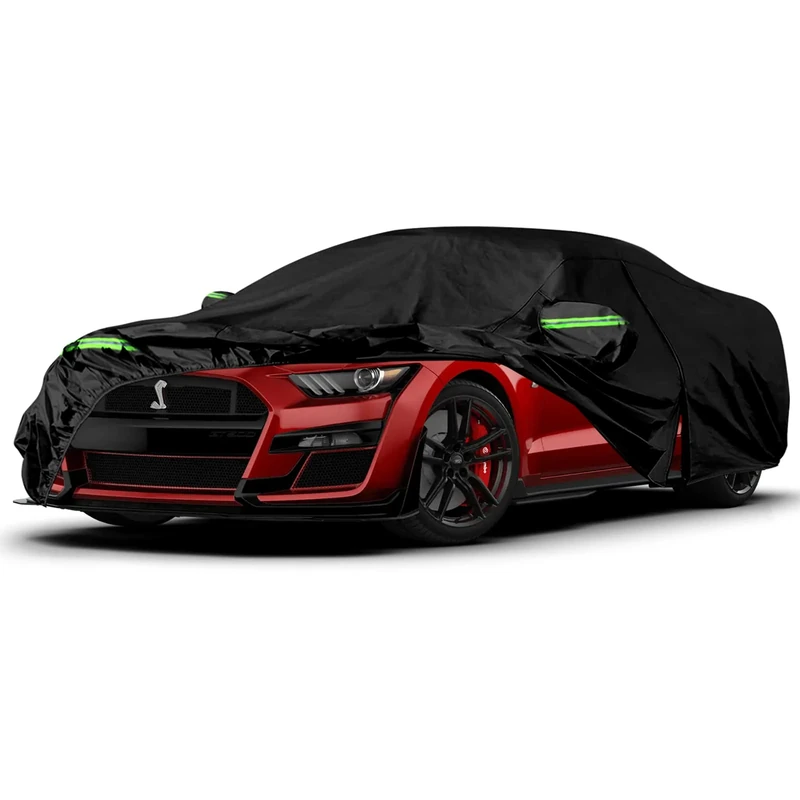 Waterproof Car Cover Replace for 2005-2024 Ford Mustang, 6 Layers All Weather Custom-Fit Mustang Full Car Covers with Zipper Door for Snow Rain Dust Hail Protection