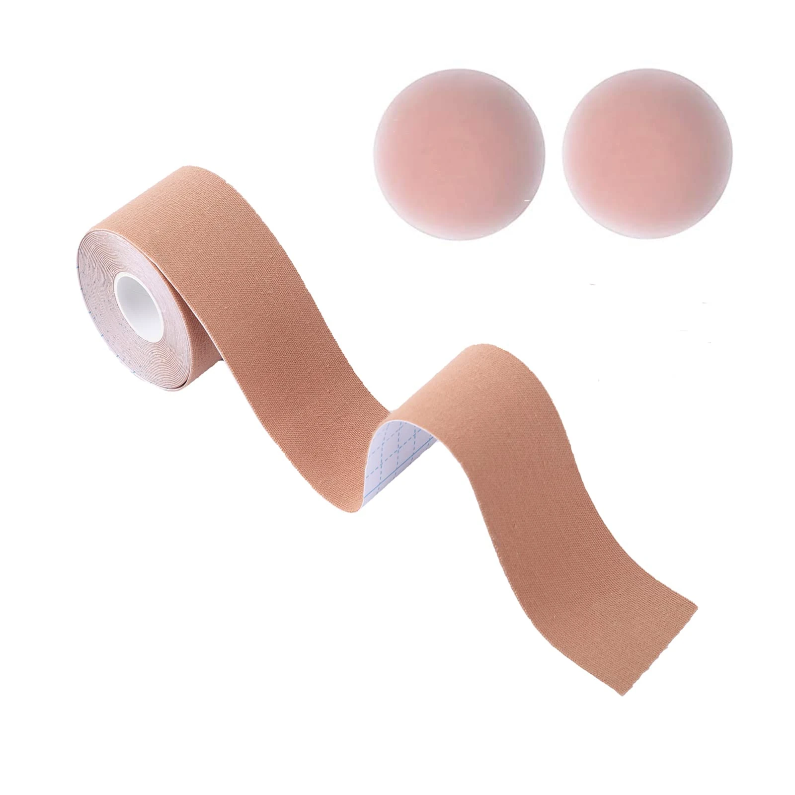 Kibon Boob Tape, Bob Tape, Breathable Bob Tape with 2pcs Reusable Nipple Covers Pink