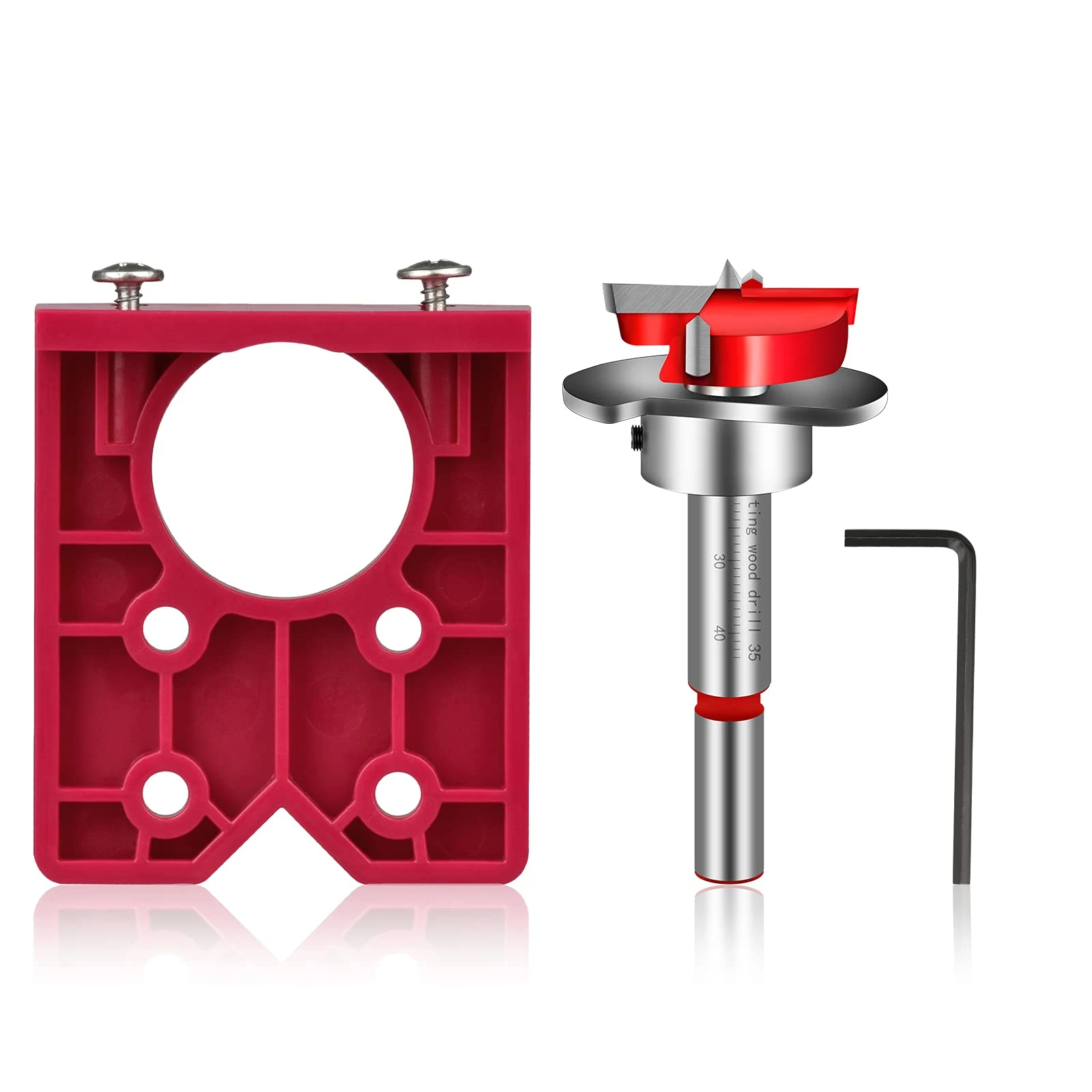 Hakkin Hinge Jig 35mm Door Hinge Jig Drill Guide Concealed hinge jig with Forstner Bit Sets Positioner for Cabinet Hinge Wood Furniture Door Hinge Installation