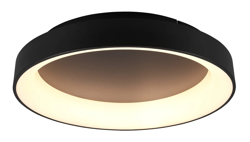 Trio Leuchten Girona 671290132 LED Ceiling Light Metal Black Matt Acrylic with 48 Watt LEDs/Dimmer/Memory Function/Night Light/Remote Control