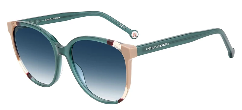 Carolina Herrera Her Ch 0063/s HBJ/08 TEAL BROWN Sunglasses Unisex Acetate, Standard, 17