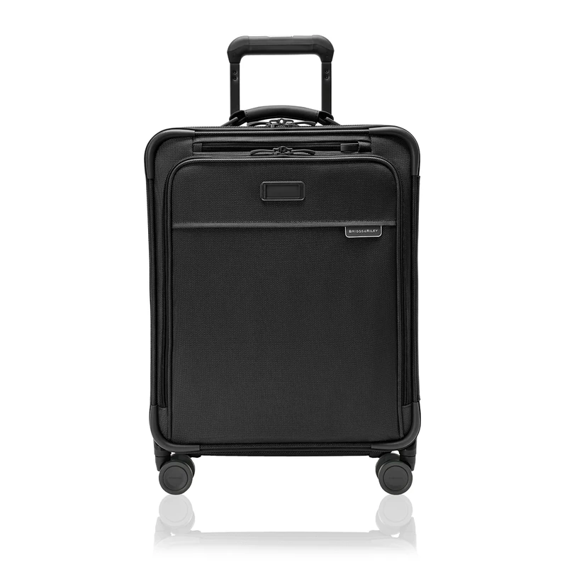 Briggs & Riley 66cm Medium Expandable Spinner - Checked Luggage for Travel, Suitcases with Wheels, Softside Rolling Bag for Men & Women, Self-Repairing Zipper - Baseline Collection, Black