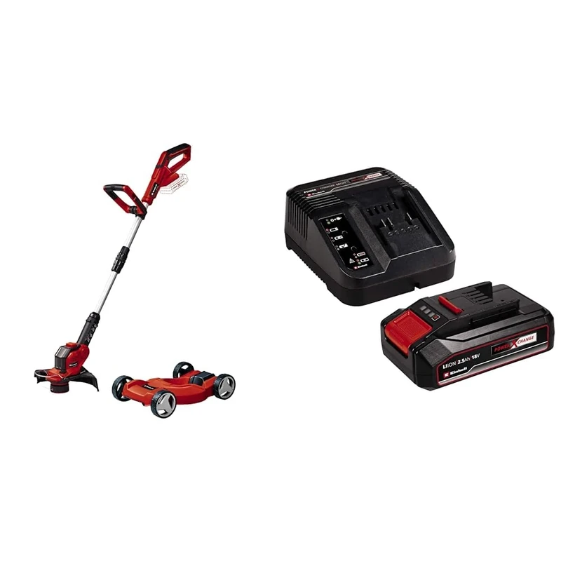 Einhell Power X-Change 18/28 Cordless Strimmer With Mower Attachment - 18V, 28cm Cutting Width, Battery Strimmer Cordless Grass Cutter And Lawn Edger - GE-CT 18/28 Li TC + Battery And Charger