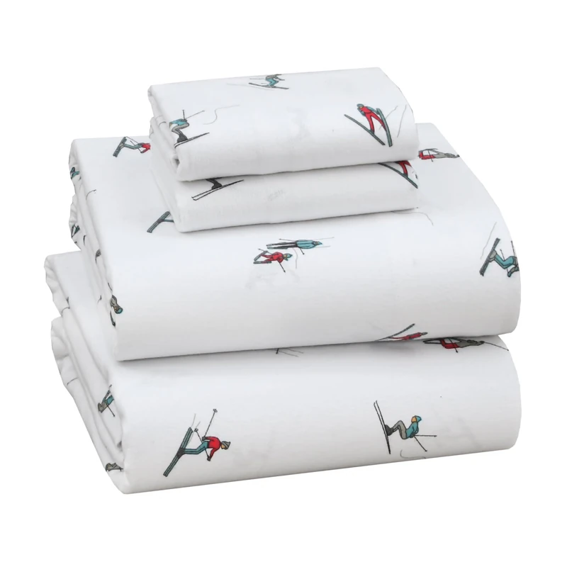 RUVANTI 100% Cotton Flannel Sheets Queen 4 Pcs Flurry Friends