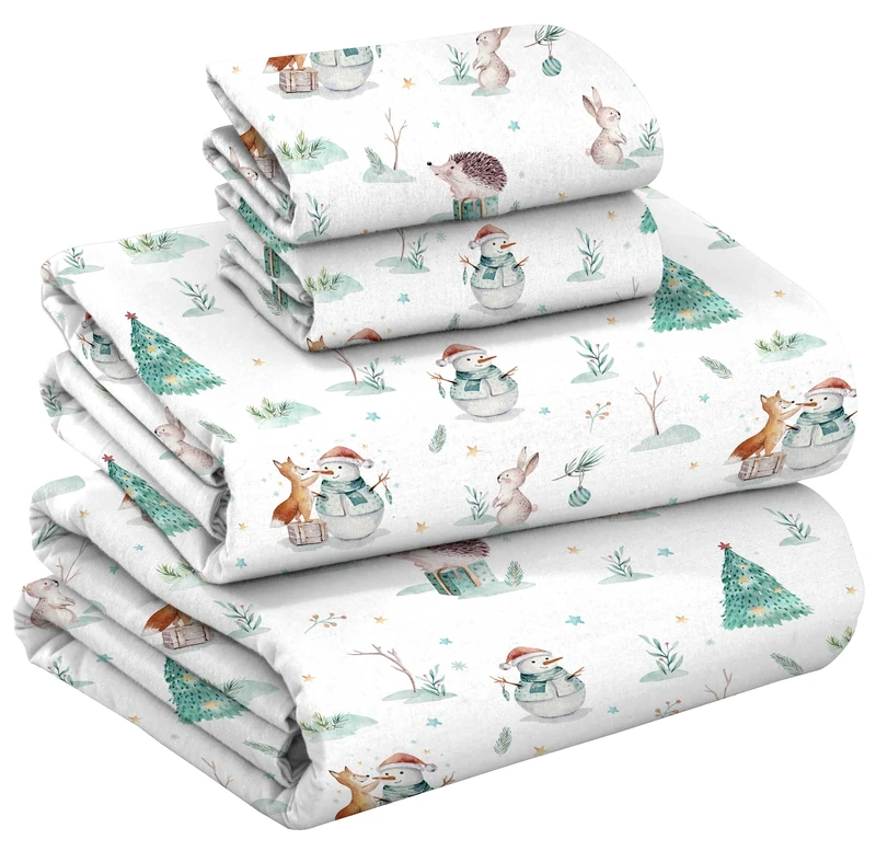 Ruvanti 100% Cotton 4 Pieces Flannel Sheets Queen Size, Deep Pocket, Warm, Super Soft, Breathable, Moisture Wicking Queen Sheets, Bedding Include Flat, Fitted Sheet, 2 Pillowcase - Amble
