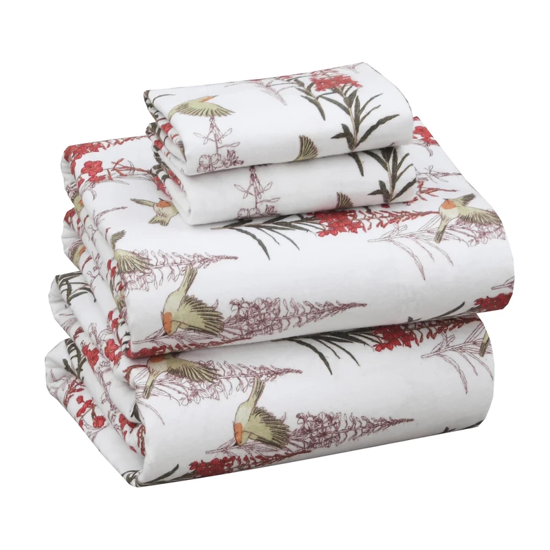 Ruvanti 100% Cotton 4 Piece Flannelette Bedding Set - King - Garden Song