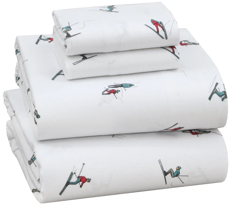 Ruvanti Flannel Sheets California King Size - 100% Cotton Double Brushed Cal King Bed Sheets Set - Deep Pockets 14 Inches - All Seasons Breathable & Extra Soft - Warm & Cozy, 4 Piece, Flurry Friends