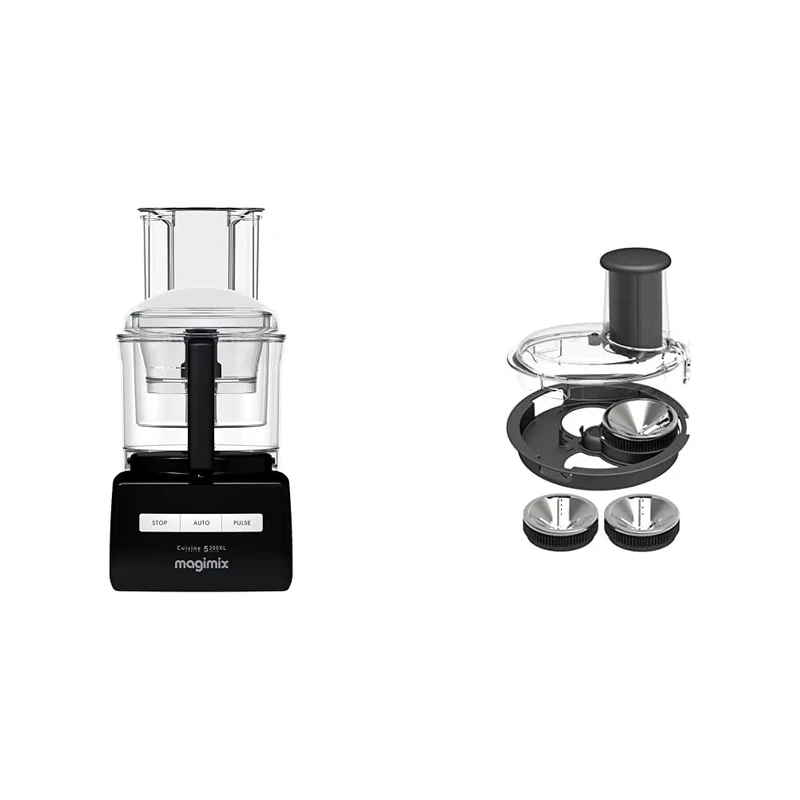 Magimix 5200XL Food Processor | 3.7L BPA-Free Bowl | Quiet & Powerful Motor | Multifunctional 7 in 1 Solution | Black | 18584 and Spiral Expert 17501, Black, Stainless Steel