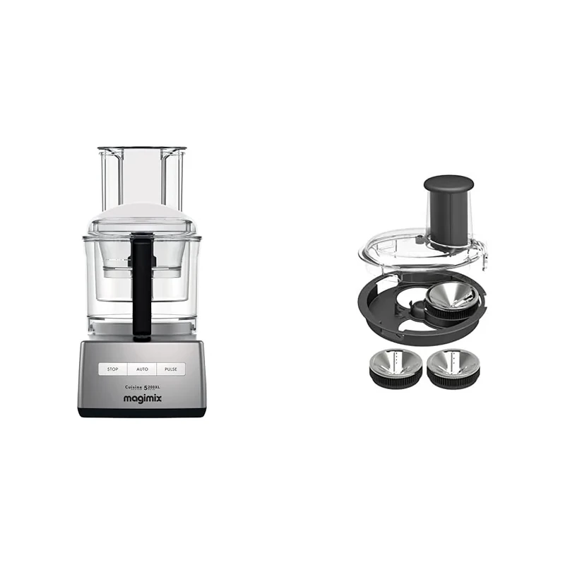 Magimix 5200XL Food Processor | 3.7L BPA-Free Bowl | Quiet & Powerful Motor | Multifunctional 7 in 1 Solution | Satin | 18591 and Spiral Expert 17501, Black, Stainless Steel