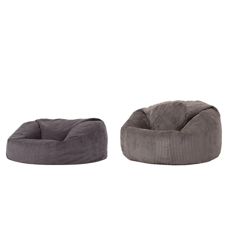 Soul Kingston Classic Bean Bag Sofa, Charcoal Grey, Extra Large, 130cm x 116cm, Jumbo Cord Loveseat Snuggle Seat