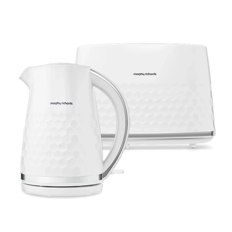 Morphy Richards Hive Kettle and Toaster Set, 1.5L Fast Boil Easy Fill Kettle, 2-Slice Variable Browning Toaster, Matching Set, 3KW/850W, White 108274 | 220034