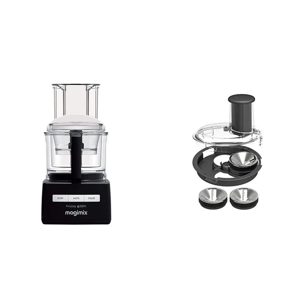 Magimix 4200XL Food Processor | 3L BPA-Free Bowl | Quiet & Powerful Motor | Multifunctional 6 in 1 Solution | Black | 18473 and Spiral Expert 17501, Black, Stainless Steel
