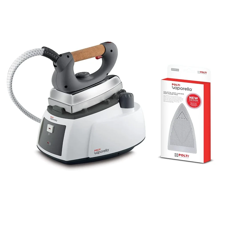 Polti Vaporella 505 Pro steam Generator Iron with Boiler, 3.5 bar, 90 g/min, Aluminium, 1000 W, Grey & Vaporella PAEU0200 Anti-sheen Soleplate Cover