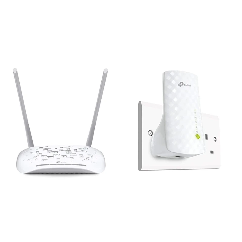 TP-Link 300 Mbps Wireless N USB VDSL/ADSL Modem Router(TD-W9970) & AC750 Universal Dual Band Range Extender, Broadband/Wi-Fi Extender, Wi-Fi Booster/Hotspot (RE220)