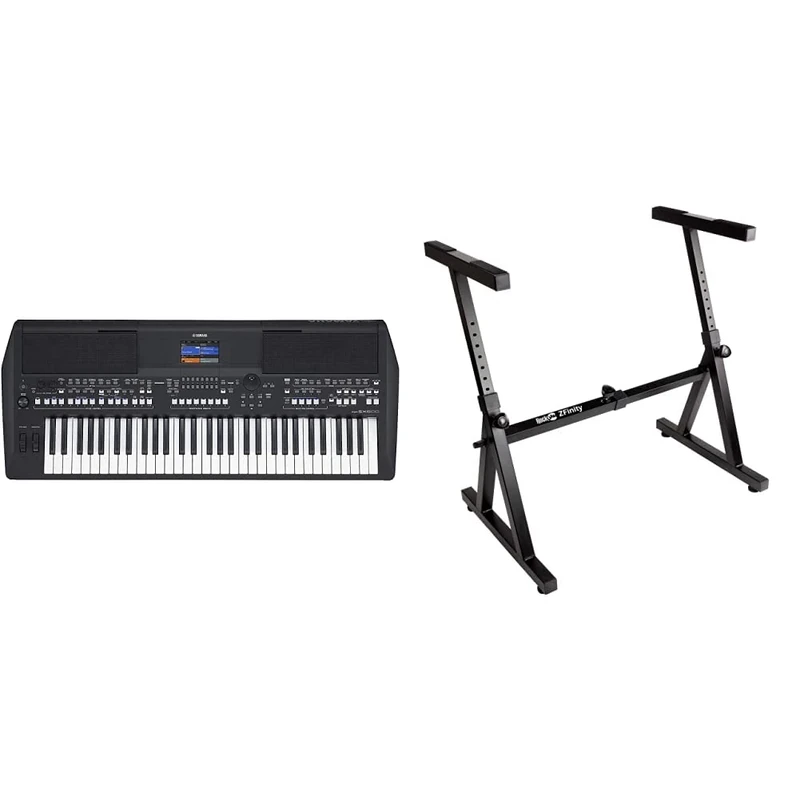 Yamaha PSR-SX600 Digital Workstation Keyboard & RockJam Heavy Duty Z-Style Keyboard Stand - Black