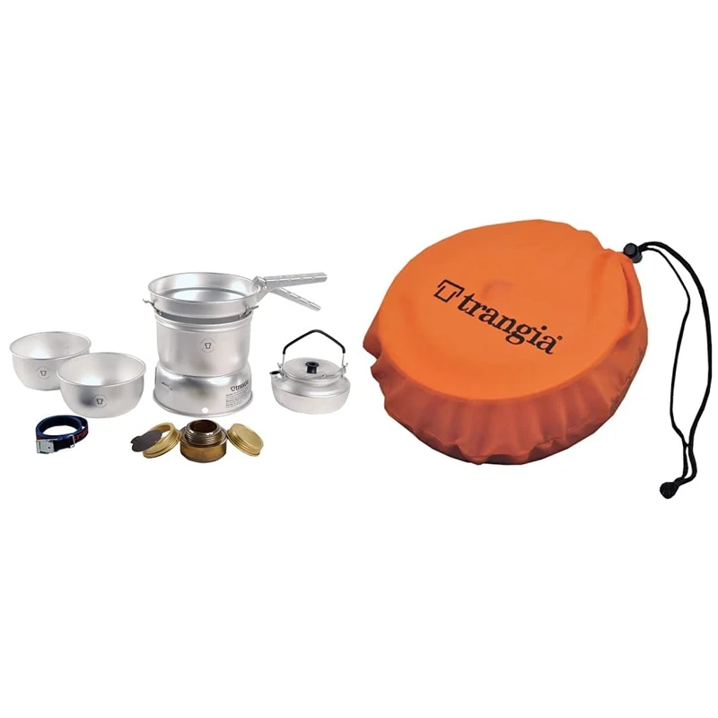 Trangia 27 Cookset With Kettle & Spirit Burner & Series Stove Bags, Size 27 - Orange