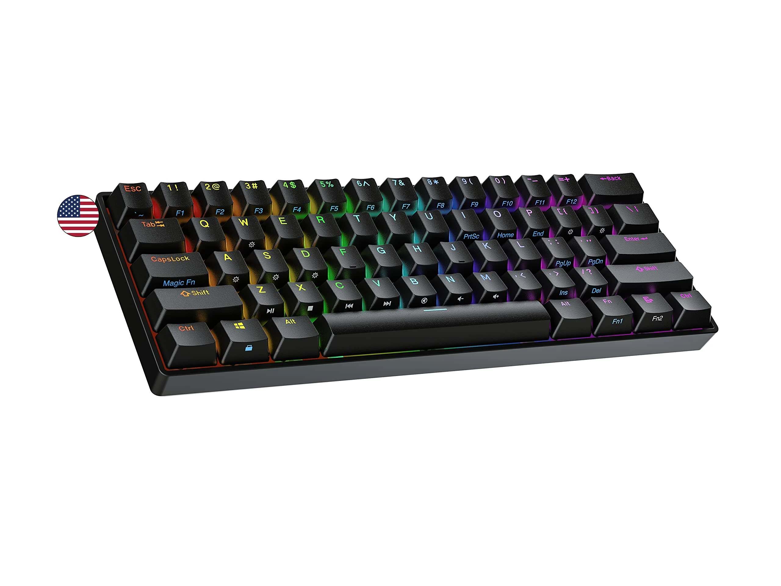 Ranked S60 Supernova 60% | Hot Swappable Mechanical Gaming Keyboard | 61 Keys Multi Color RGB LED Backlit for PC/Mac Gamer | US American Layout (Black, Gateron Optical Speed Silver)