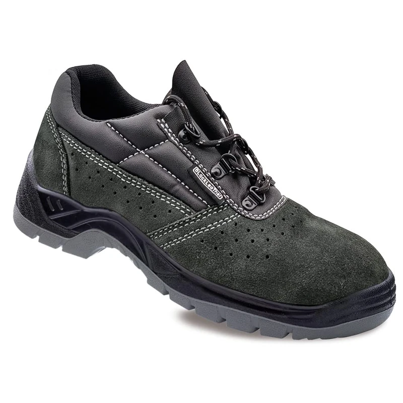 Safety Shoes Leather Perforated Serraje Grey S1P SRC Size 48 BLACKLEATHER