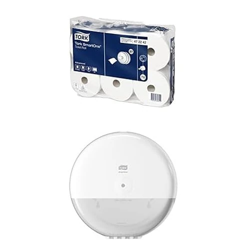 Tork SmartOne Toilet Roll White T8 472242, 2-Ply - 6 x 1150 Sheets & Tork SmartOne Toilet Roll Wall Mounted Dispenser White T8 680000 - SmartOne Toilet Roll Bundle