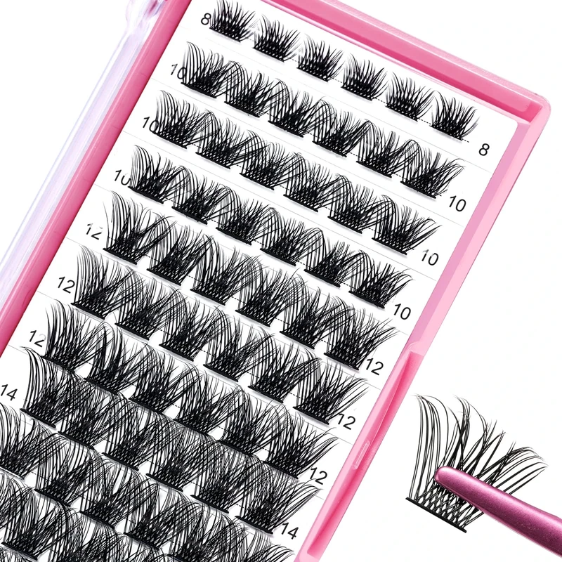 Lash Clusters, 72 Pcs Individual Lashes, Cluster DIY Lash Extension, Volume Eyelashes Look, Super Thin Band and Comfortable (D-12mm)