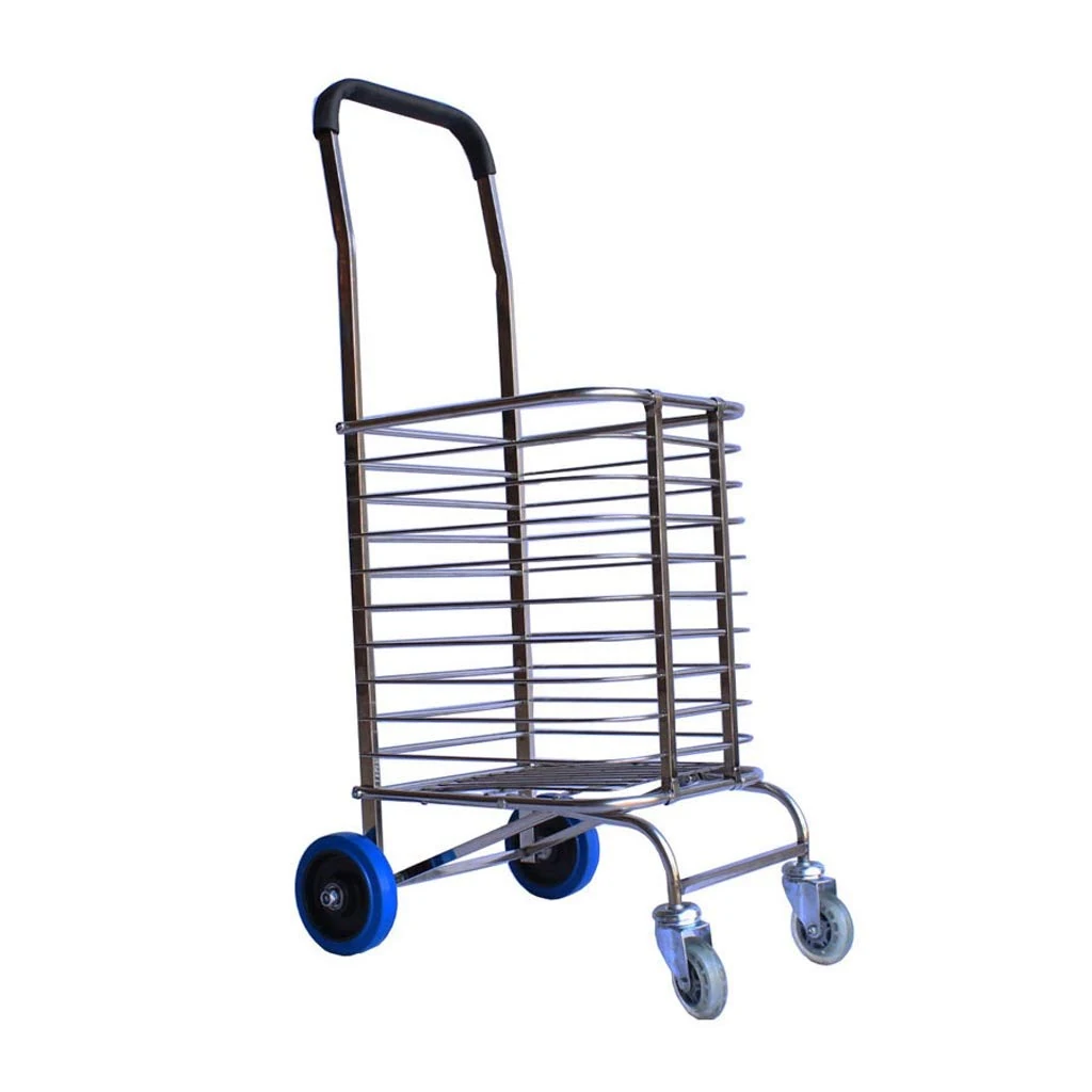 Shopping Trolley Shopping Trolley Stainless Steel Portable Sundry Cart Light Weight Cart with Wheels Folding Shopping Trolley 20.47*15.7*37.4 Inches Lightweight Folding Shopping Cart for Groceries