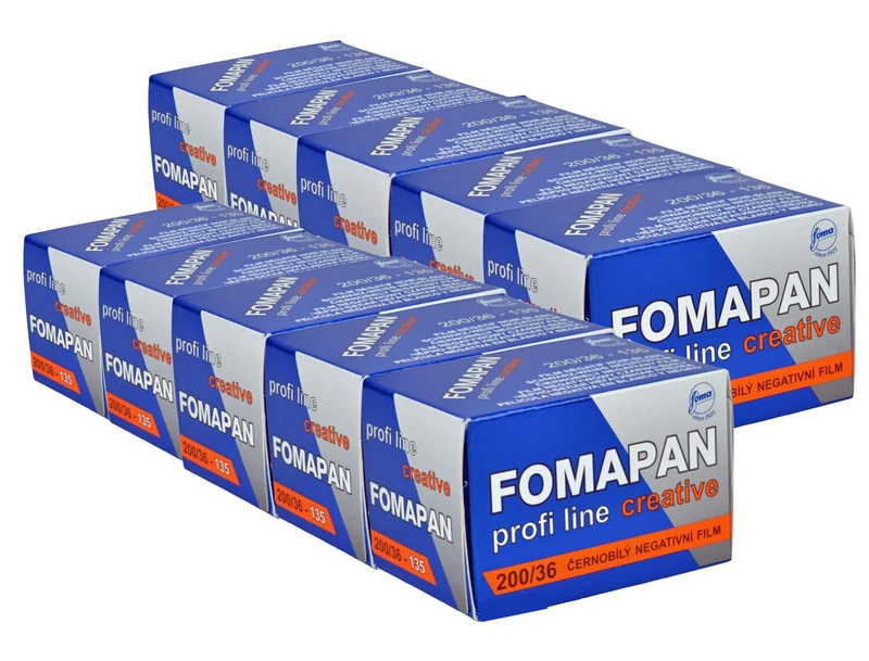 Pack of 10 FOMAPAN Creativ 200 ASA 135/36 Black/White Film 35 mm