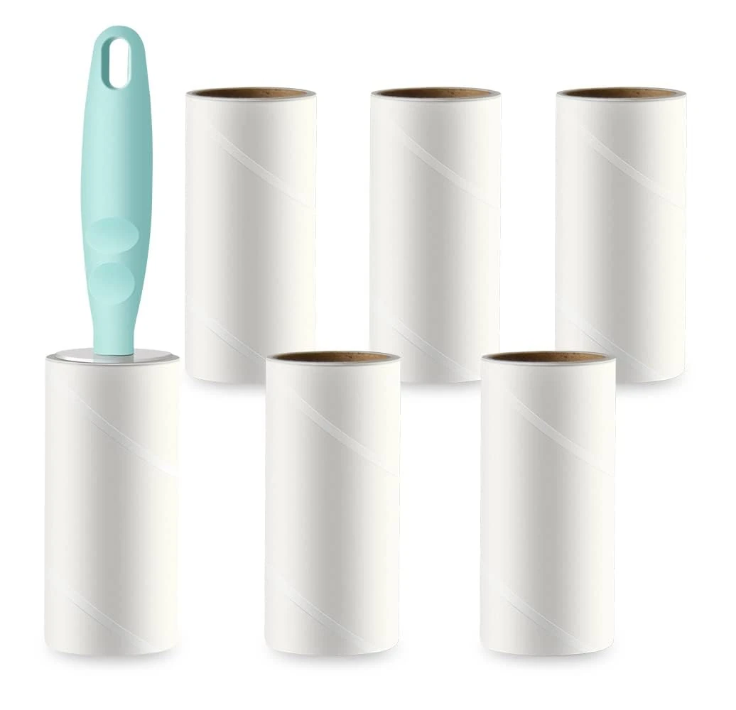 Lint Roller Refills Set, 300 Sheets Pet Hair Remover Lint Rollers (1 Handle with 6 Refills) Lint Remover Dog Cat Hair Remover Sticky Roller for Clothes Furniture Car Pet Hair Fuzz