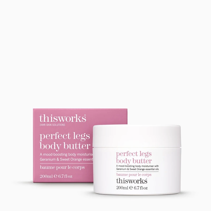 This Works Perfect Legs Body Butter, 200 ml - Body Lotion with Mood-Boosting Geranium and Orange Essential Oils - Nourishing Body Moisturiser with Shea Butter and Hyaluronic Acid for a Hydrating Glow