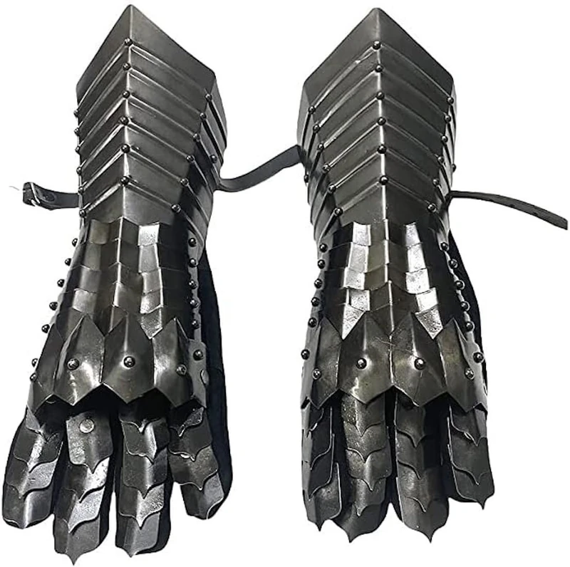 AnNafi® Fantasy Gauntlets | Black Finish Antique Nazgul SCA Armor Gauntlets Gloves Iron | Black Handmade Medieval | Fully Functional Armor Gloves Warrior Metal Gauntlets Steel Crusader LARP X-Large