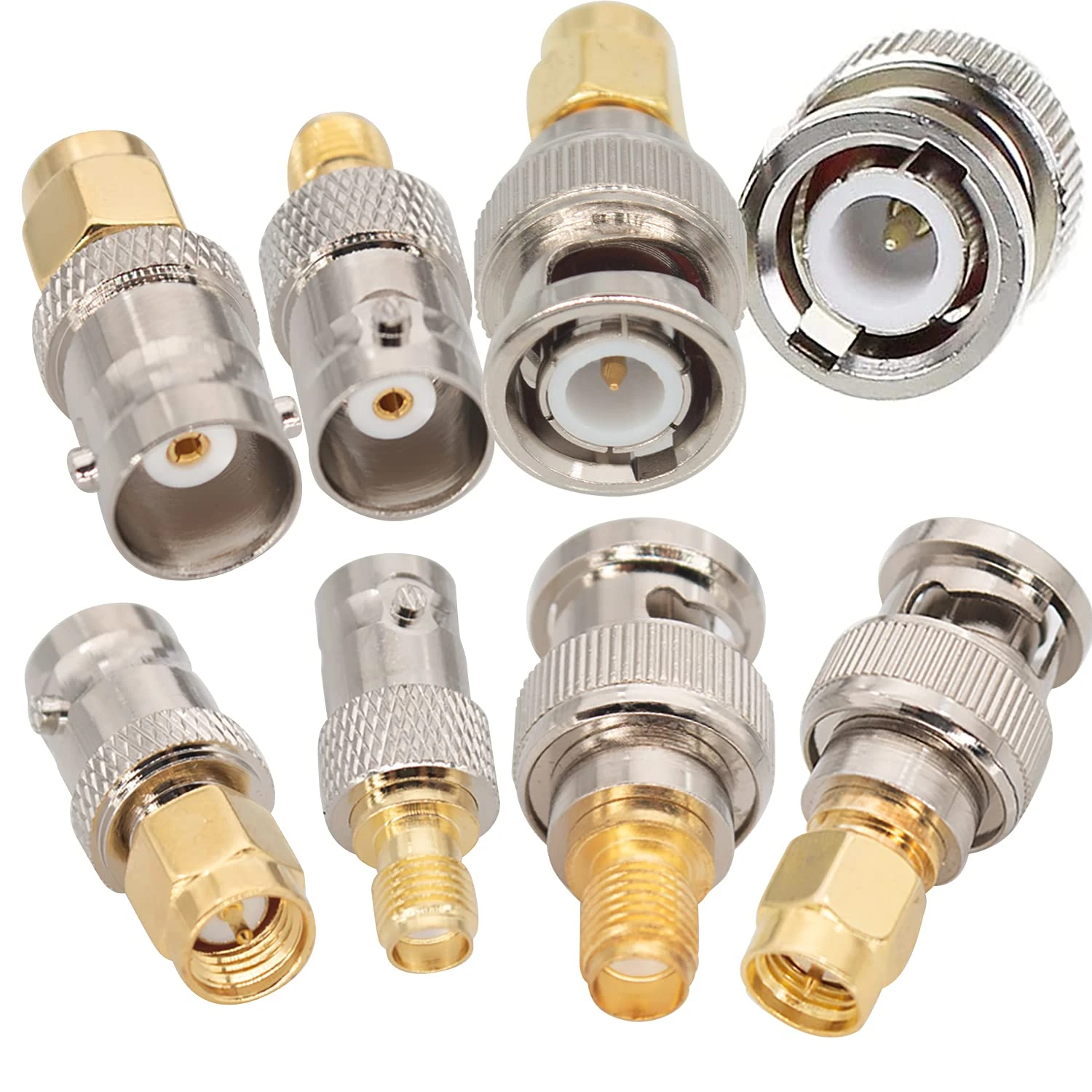 Fanbalunke SMA to BNC Kits 2 Sets 8 Pcs RF Coaxial Adapter Connector Male Female Coax Connector BNC to SMA Male Female