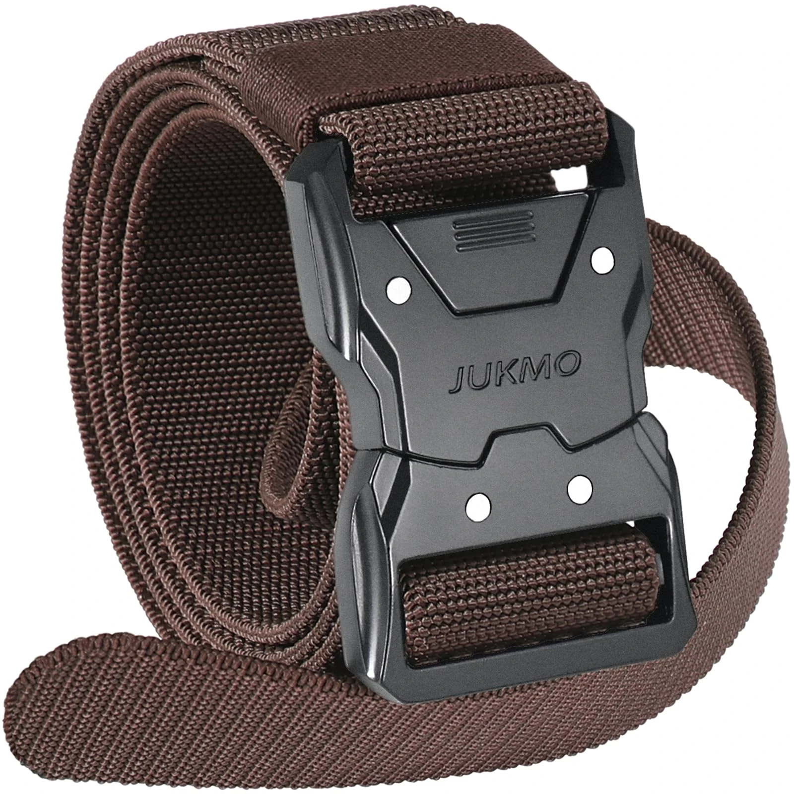 JUKMO Quick Release Tactical Belt, Military Work 1.5" Nylon Web Hiking Belt with Heavy Duty Seatbelt Buckle (Small-for Waist 30"-36" (Length 45"), Coffee)